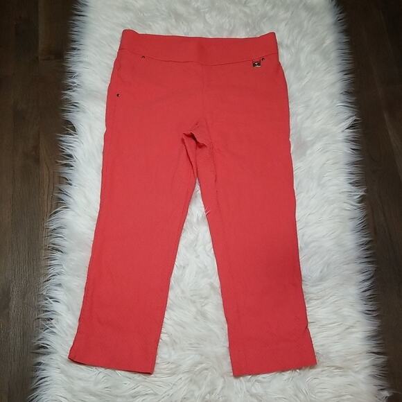Rafaella Comfort Coral Textured Cropped Pants - Picture 2 of 9